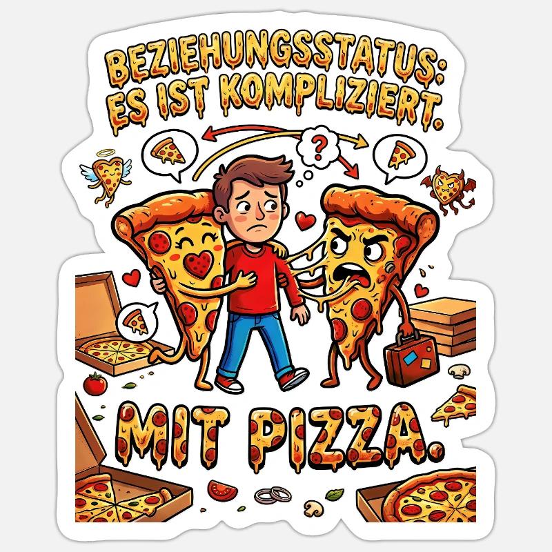 Statut relationnel C’est compliqué avec la pizza Sticker taille S (10 x 10 cm)