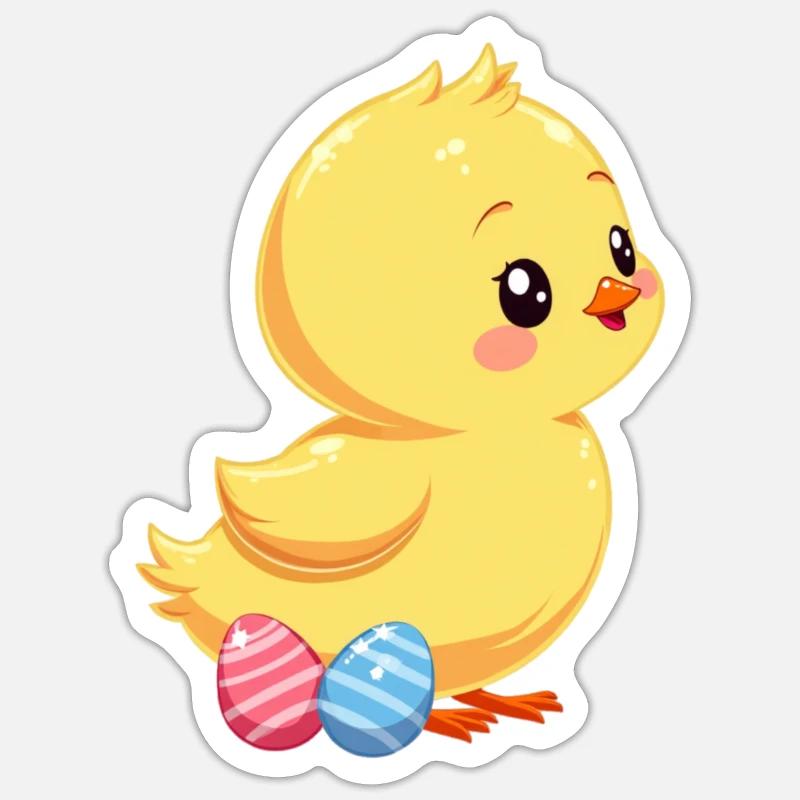 Chicks at Easter - Sticker size S (10 x 10 cm) - white matte