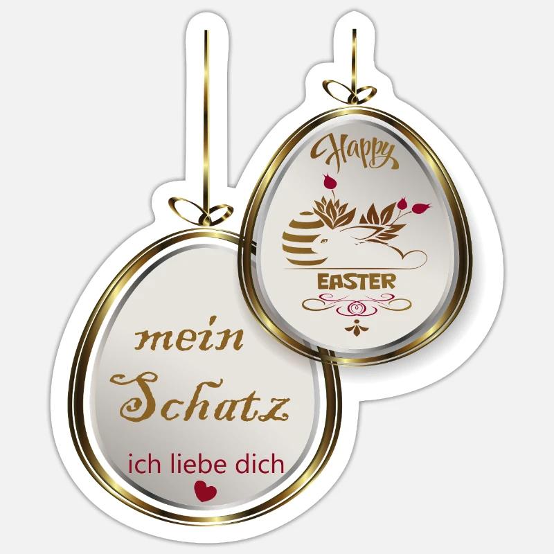 Pendentifs de Pâques - Sticker taille S (10 x 10 cm) - blanc mat