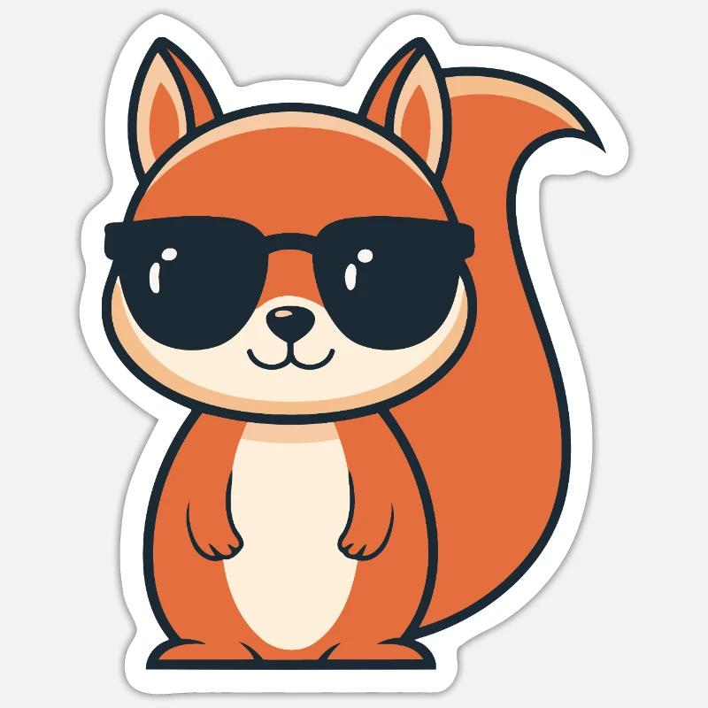 Schicke Eichhörnchen-Schwarze Brille Sticker Größe S (10 x 10 cm)