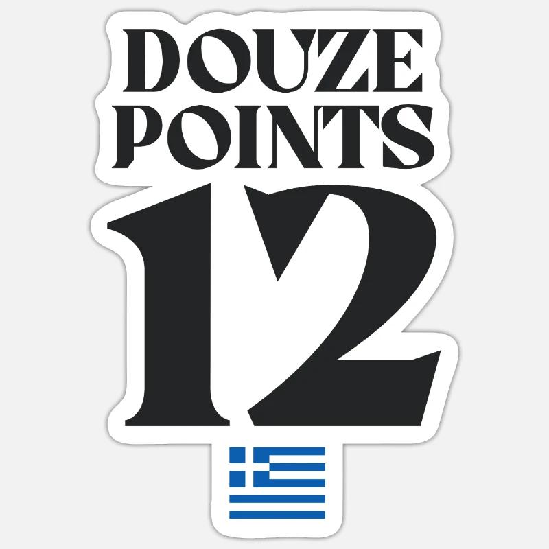 Douze Points 12 Grèce Euroviation - Sticker taille S (10 x 10 cm) - blanc mat