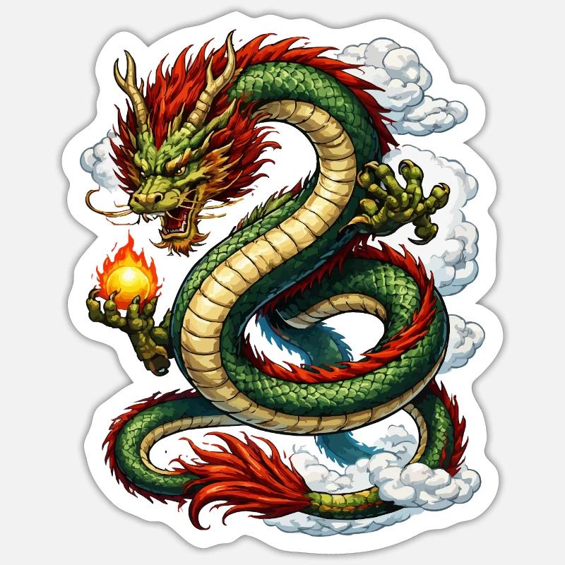 Dragon Comic - Sticker taille S (10 x 10 cm) - blanc mat