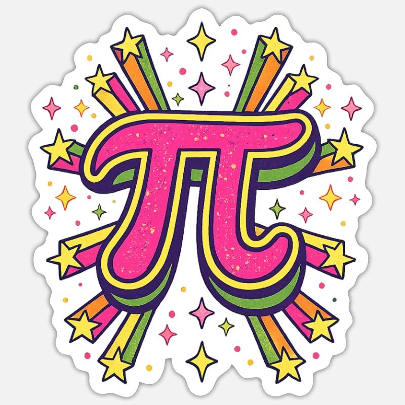 Explosion de Pi Pop Art - Sticker taille S (10 x 10 cm) - blanc mat