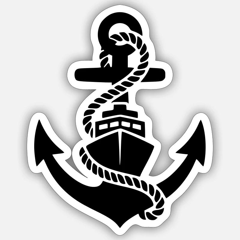 Anchor Rope Maritime Silhouette - Sticker size S (10 x 10 cm) - white matte