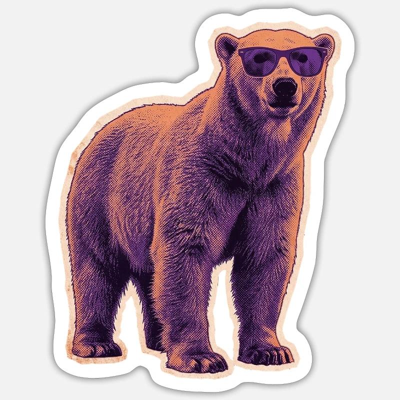 Sommer Eisbär Sonnenbrille - Sticker Größe S (10 x 10 cm) - Mattweiß