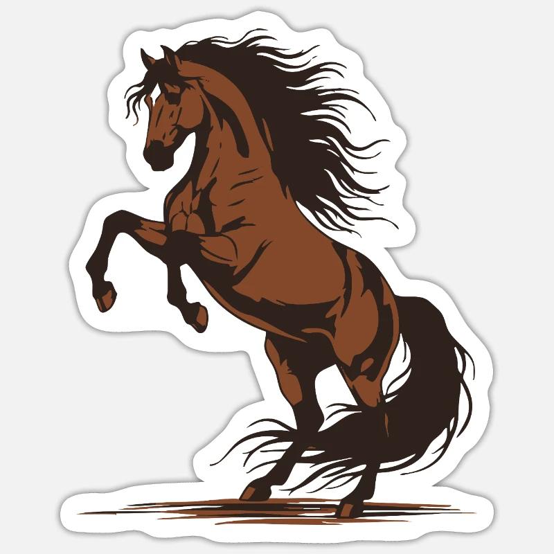 Demonstration eines wilden Reithengstes mit springendem Pferd Sticker Größe S (10 x 10 cm)