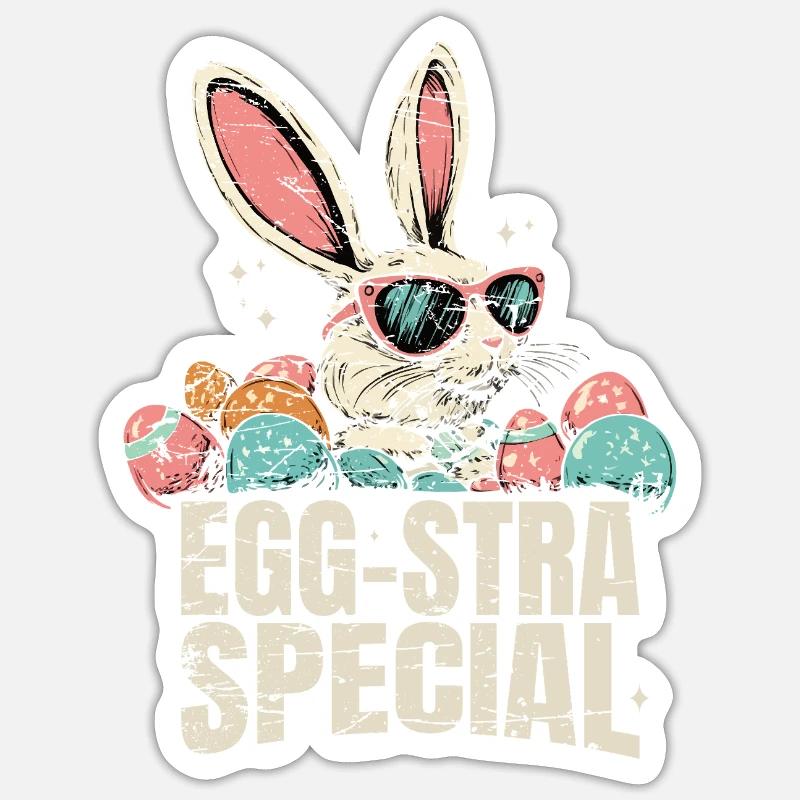 Eggsta Special Retro Hase Ostern  - Sticker Größe S (10 x 10 cm) - Mattweiß