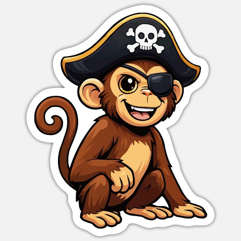 Monkey Pirate - Sticker size S (10 x 10 cm) - white matte