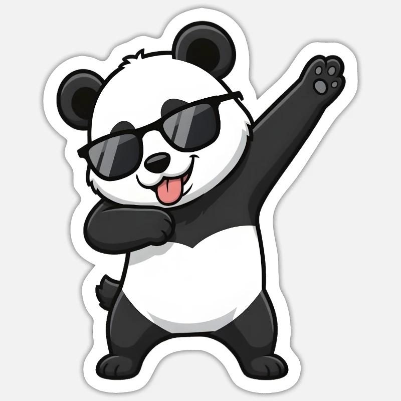 Dabbing Panda - Sticker taille S (10 x 10 cm) - blanc mat