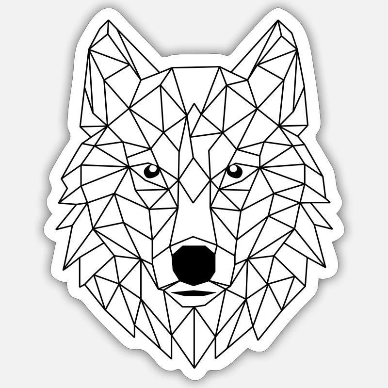 Polygone de loup - Sticker taille S (10 x 10 cm) - blanc mat