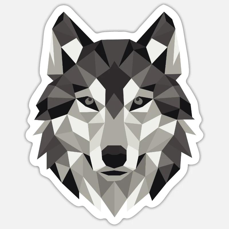 Wolf Head Lowpoly Geometry - Sticker size S (10 x 10 cm) - white matte