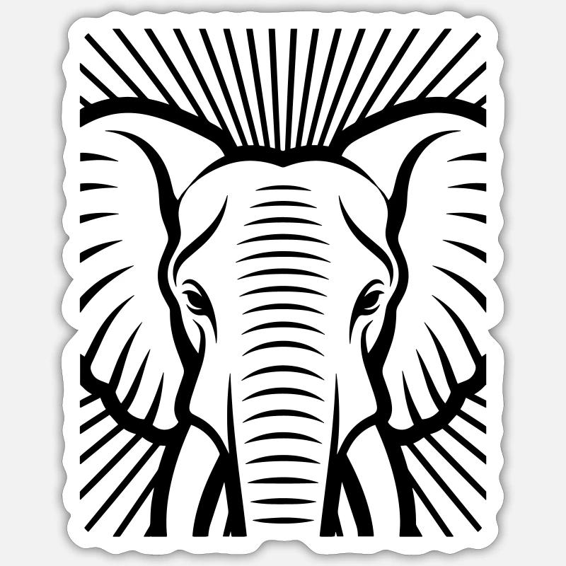 Tête d’éléphant - Sticker taille S (10 x 10 cm) - blanc mat