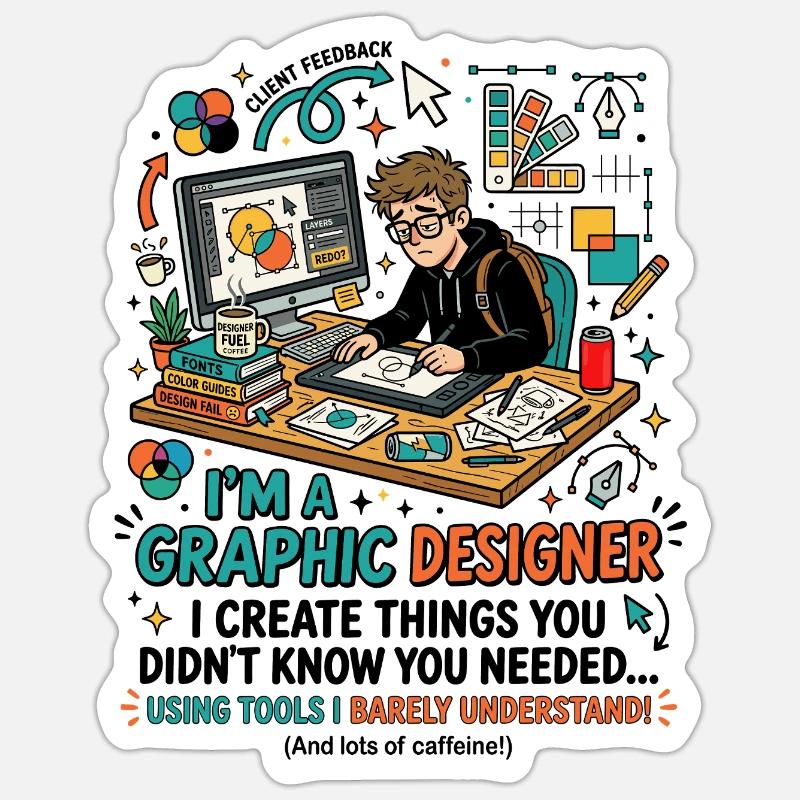 Graphic Designer Tools Humor Spruch - Sticker Größe S (10 x 10 cm) - Mattweiß