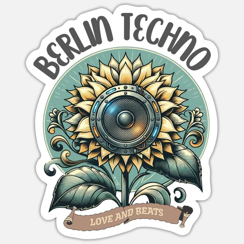 Berlin Techno - Amour et Beats - Sticker taille S (10 x 10 cm) - blanc mat