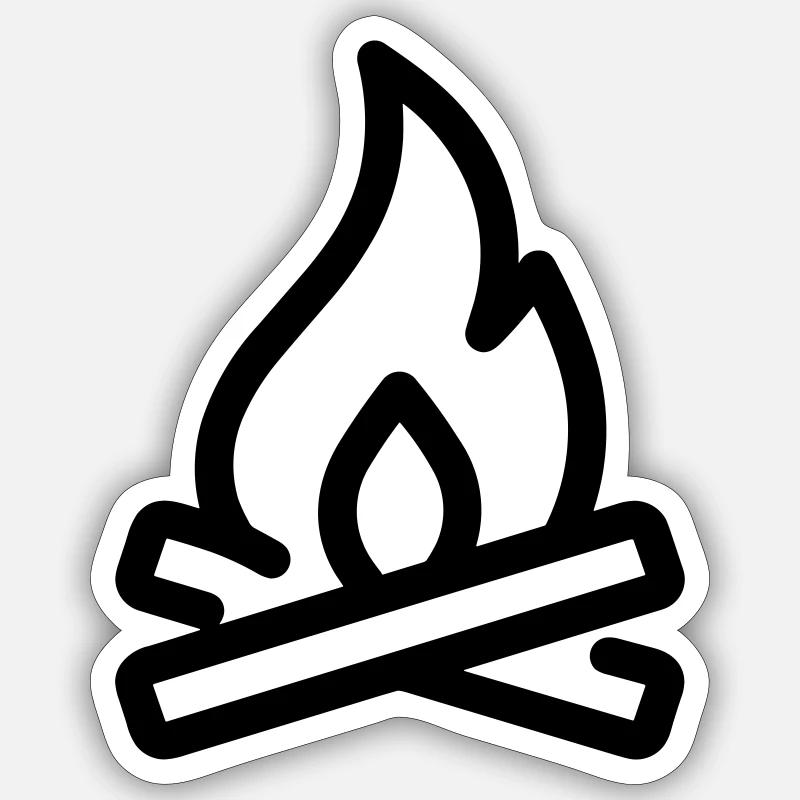 feu de camp - Sticker taille S (10 x 10 cm) - blanc mat