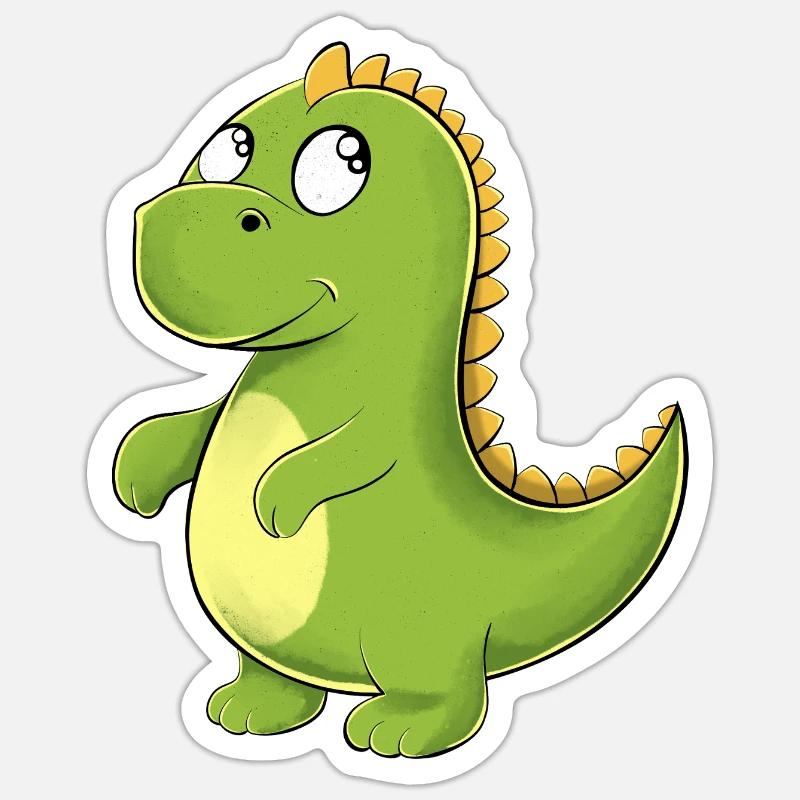 Glade grønne Dino - Sticker størrelse S (10 x 10 cm) - mat hvid