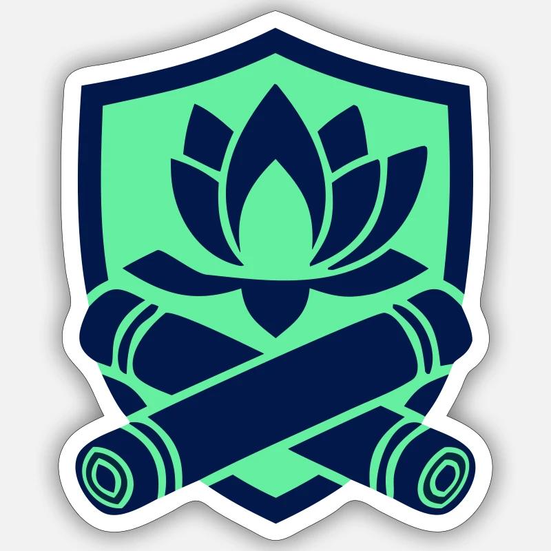 Lotus Bambus Wappen Logo - Sticker Größe S (10 x 10 cm) - Mattweiß