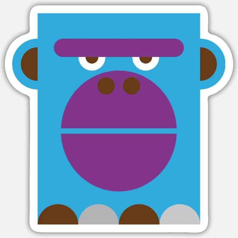 Gorilla - Sticker Größe S (10 x 10 cm) - Mattweiß