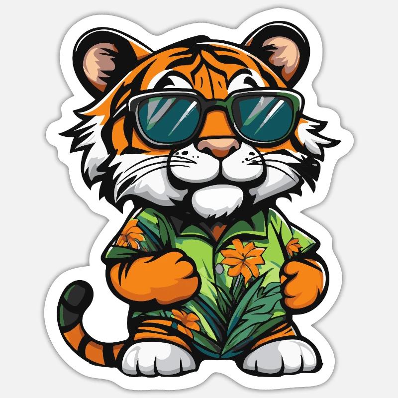 Tiger Comic Vacation - Sticker size S (10 x 10 cm) - white matte
