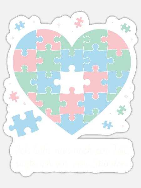 Puzzeln, Hobby, Geduld, Spruch Design - Sticker Größe S (10 x 10 cm) - Mattweiß