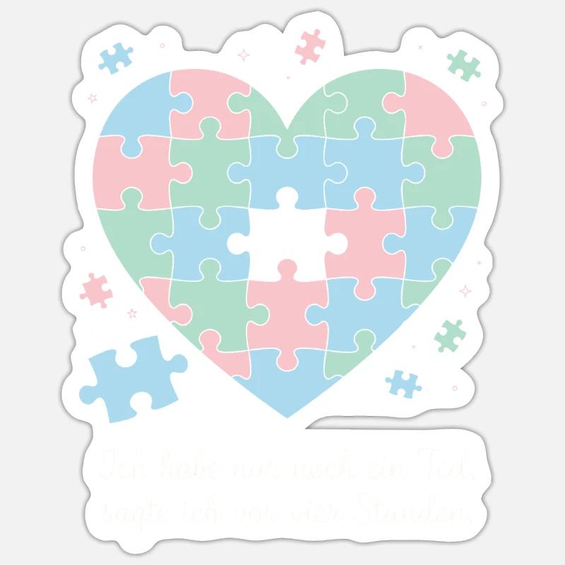 Puzzeln, Hobby, Geduld, Spruch Design - Sticker Größe S (10 x 10 cm) - Mattweiß