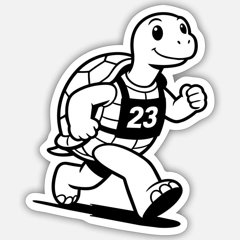 Turtle Marathon - Sticker Größe S (10 x 10 cm) - Mattweiß
