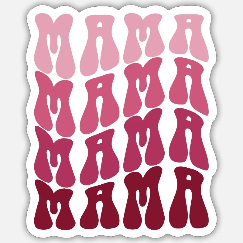 Mama Muster im Pink Gradient - Sticker Größe S (10 x 10 cm) - Mattweiß