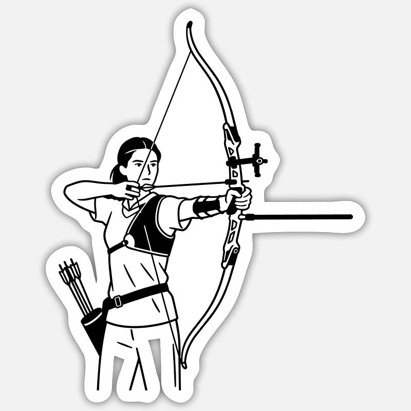 Tir à l’arc - Sticker taille S (10 x 10 cm) - blanc mat