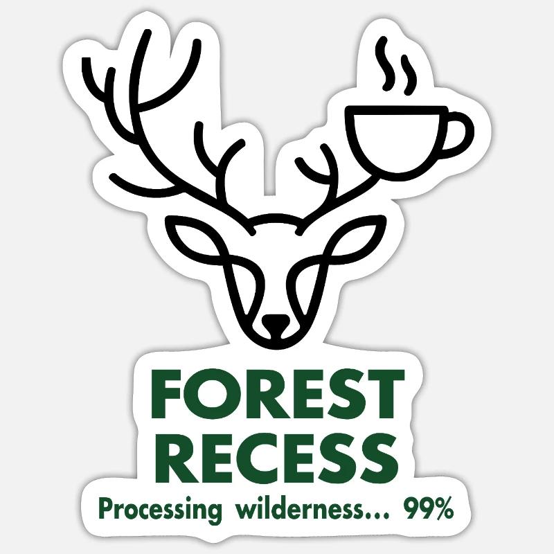 Deer with Cup in Forest - Sticker size S (10 x 10 cm) - white matte