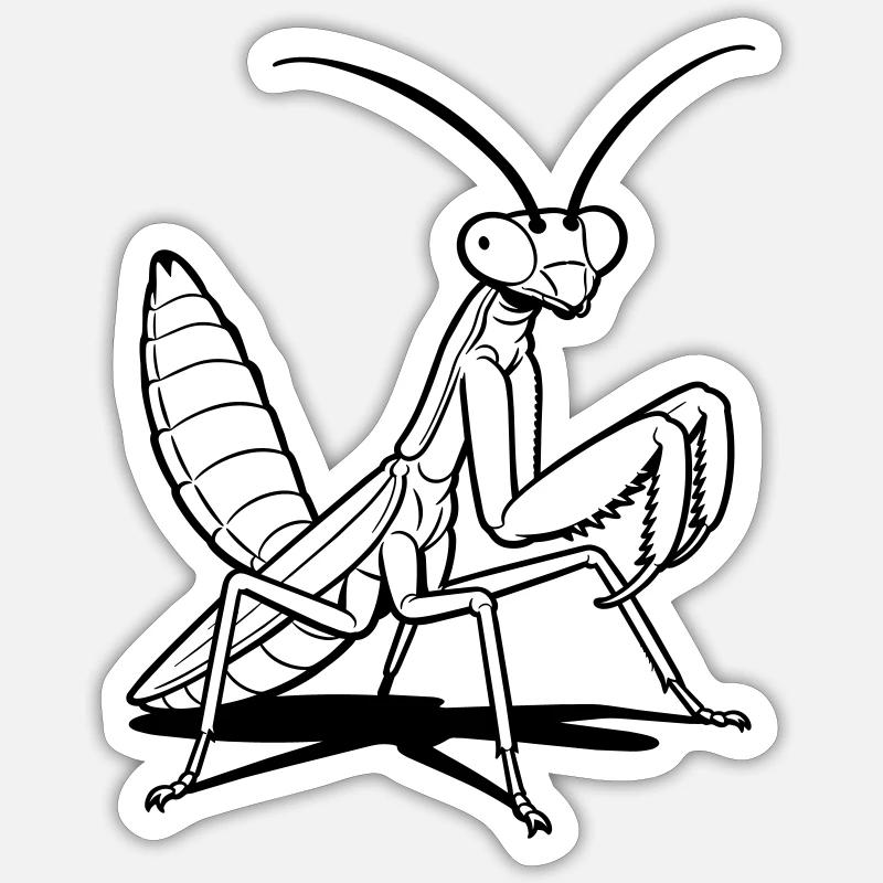 Gottesanbeterin - Sticker Größe S (10 x 10 cm) - Mattweiß