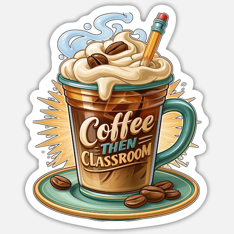 Coffee Then Classroom - Sticker size S (10 x 10 cm) - white matte