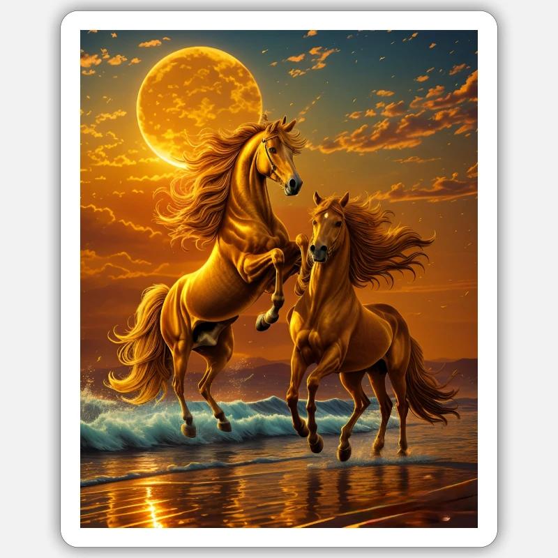 Sabots de clair de lune sur la mer du soir - Sticker taille S (10 x 10 cm) - blanc mat