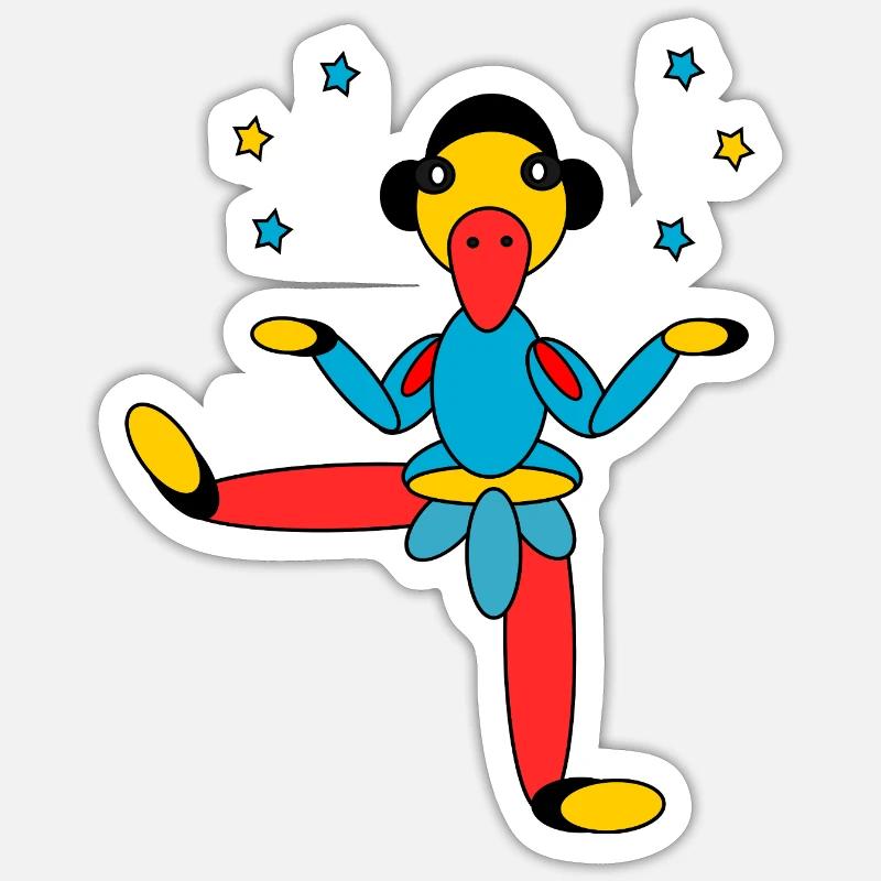 Farbenfroher Vogel im Tanz - Sticker Größe S (10 x 10 cm) - Mattweiß