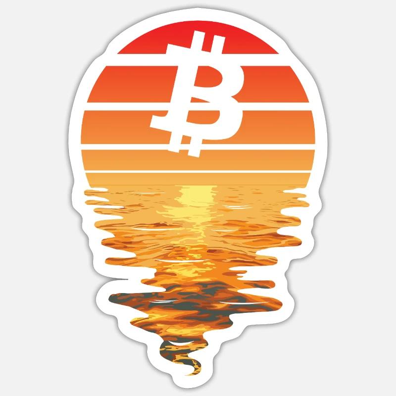 Bitcoin Retro Sunnendoom - Sticker taille S (10 x 10 cm) - blanc mat