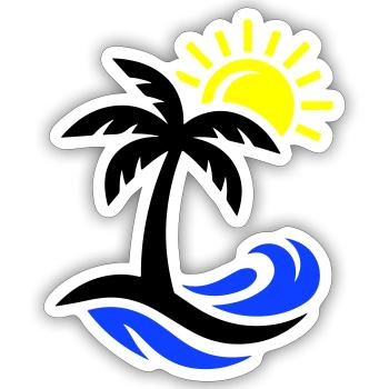 Palme Strand Ozean - Sticker Größe S (10 x 10 cm) - Mattweiß - Vorne