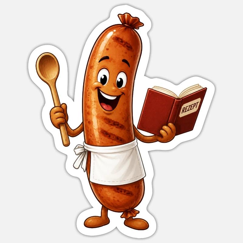 Bratwurst - Sticker Größe S (10 x 10 cm) - Mattweiß