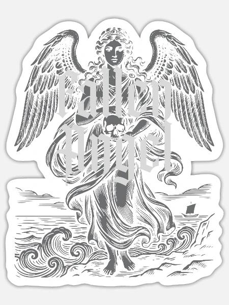 Gotischer gefallener Engel über stürmischem Meer - Sticker Größe S (10 x 10 cm) - Mattweiß