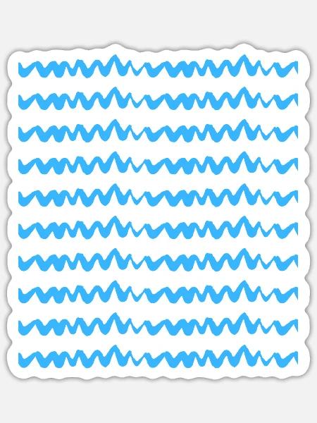 Blaues Zickzack-Wellenmuster - Sticker Größe S (10 x 10 cm) - Mattweiß