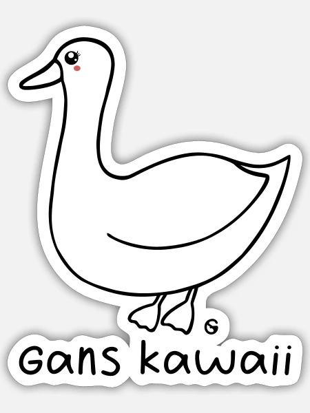 Gans kawaii - Sticker Größe S (10 x 10 cm) - Mattweiß
