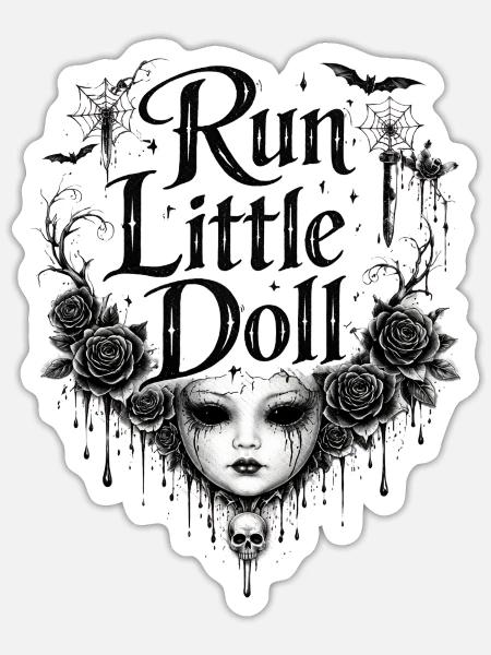 Run Little Doll Gothic Rosen - Sticker Größe S (10 x 10 cm) - Mattweiß