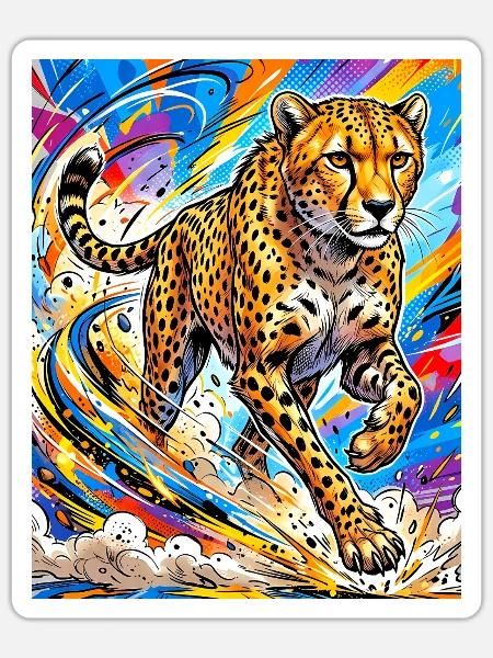 Gepard - Sticker Größe S (10 x 10 cm) - Mattweiß