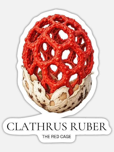 Clathrus Ruber – Der rote Käfig - Sticker Größe S (10 x 10 cm) - Mattweiß