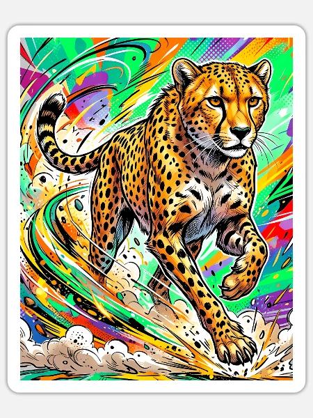 Gepard - Sticker Größe S (10 x 10 cm) - Mattweiß