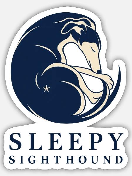 Sleepy Sighthound Greyhound Rettungshemd - Sticker Größe S (10 x 10 cm) - Mattweiß