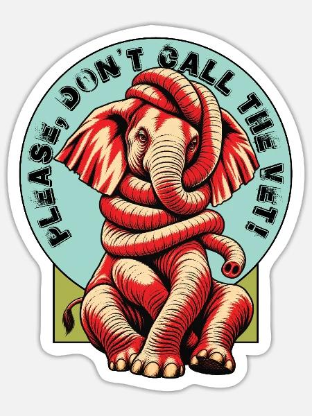 Verknoteter Elefant - Sticker Größe S (10 x 10 cm) - Mattweiß