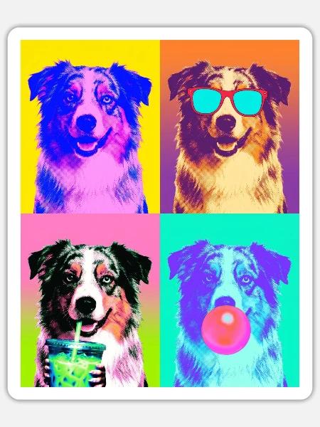 Hunde Australian Shepherd Hund - Sticker Größe S (10 x 10 cm) - Mattweiß