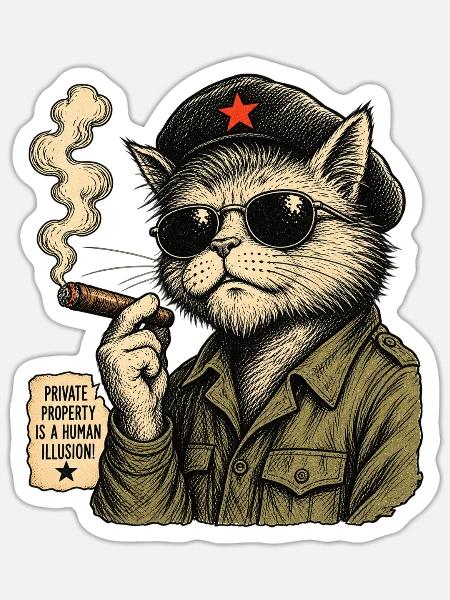 Cat Guevara - Sticker Größe S (10 x 10 cm) - Mattweiß