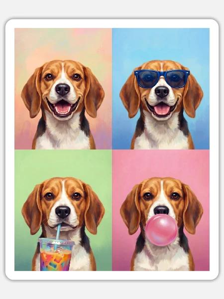 Hunde Beagle Hund - Sticker Größe S (10 x 10 cm) - Mattweiß
