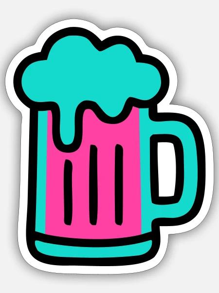 Bierkrug Neon Schaum Icon - Sticker Größe S (10 x 10 cm) - Mattweiß