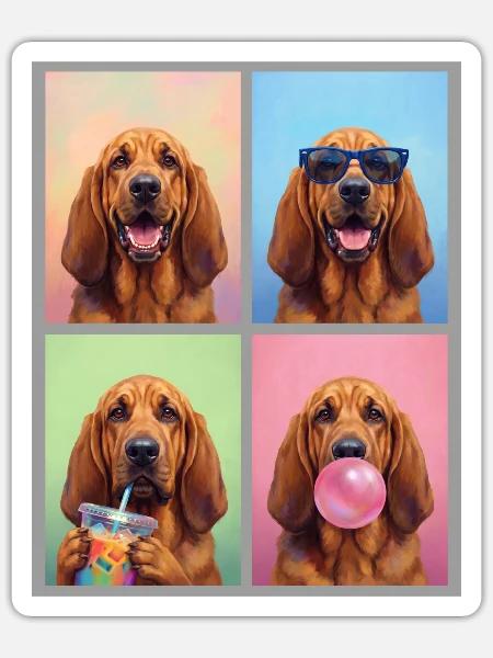 Hunde Bluthund Hund - Sticker Größe S (10 x 10 cm) - Mattweiß